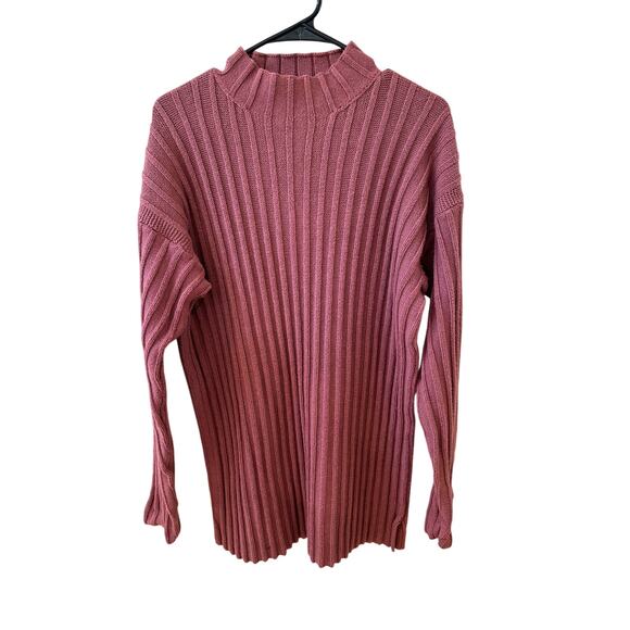 Ralph Lauren Pink Rose Mauve Ribbed Sweater Mock Neck Sweater Size L - Picture 1 of 4